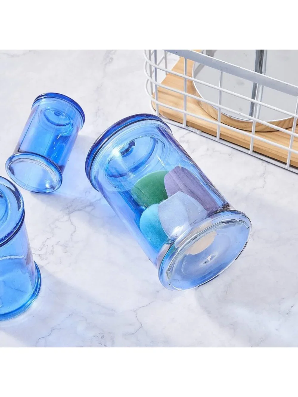 3PC Glass Apothecary Jars Set with Lids - Stylish Bathroom & Kitchen Storage